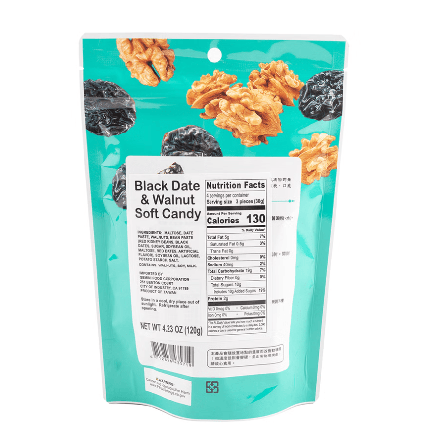 Tang Shop Black Date and Walnut Soft Nougat Candy - 120g - ding-go