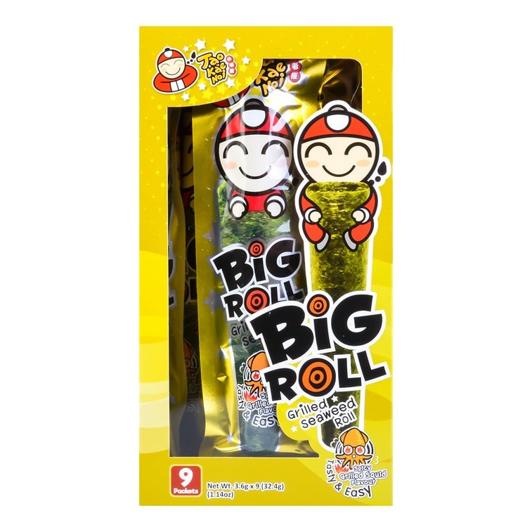 Taokaenoi Grilled Seaweed Big Roll - Grill Squid - 2.1g x 9 Pack - ding-go