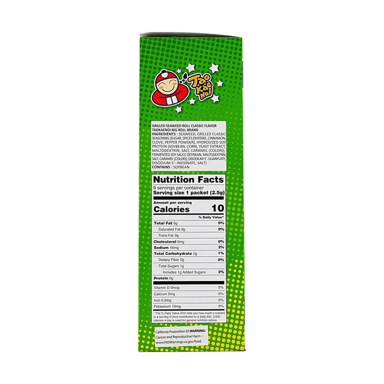 Taokaenoi Grilled Seaweed Big Roll Original - 2.5g x 9 rolls - ding - go