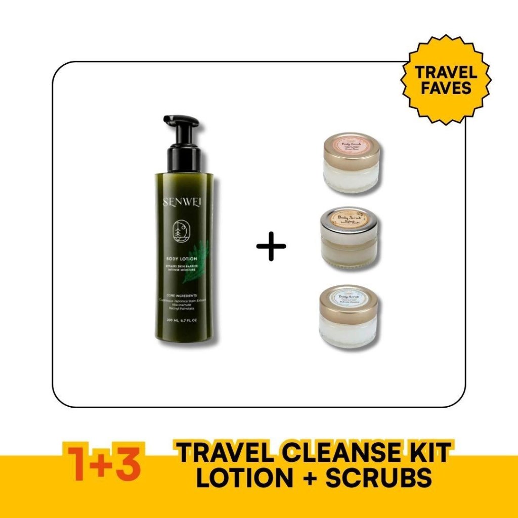Travel Cleanse Kit — SENWEI Japanese Cedar Body Lotion + SABON Mini Scrubs - ding-go
