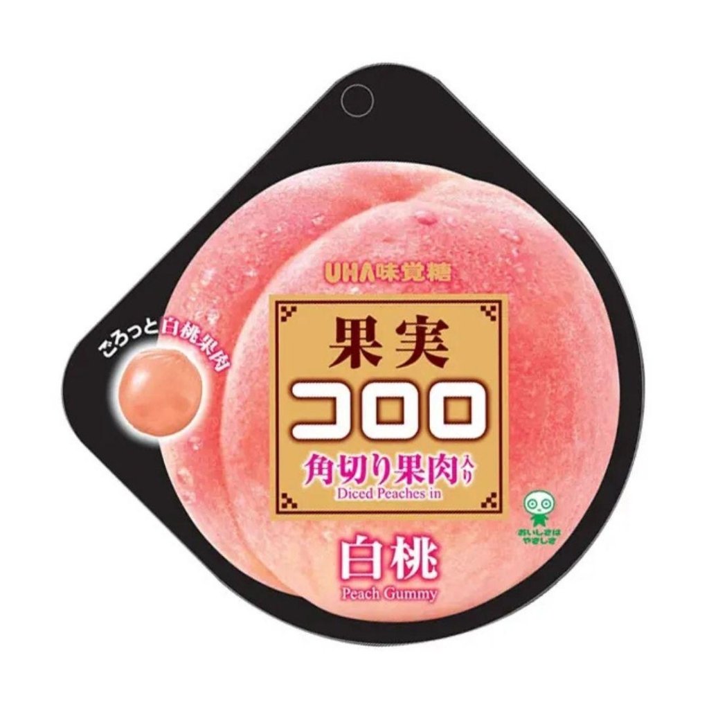 UHA Mikakuto Fruit Cororo Candy with Diced Fruit Pieces White Peach Flavor - 40g - ding - go