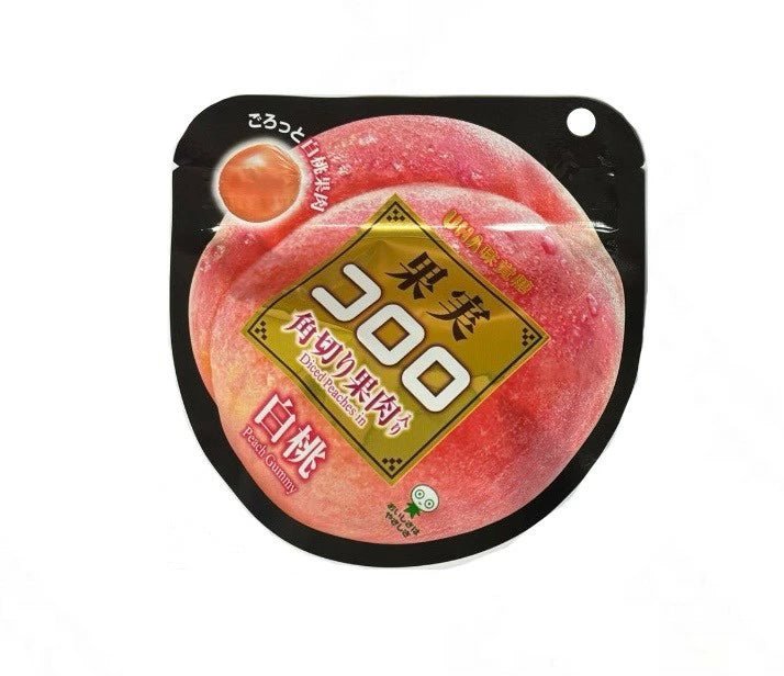 UHA Mikakuto Fruit Cororo Candy with Diced Fruit Pieces White Peach Flavor 40g, additional package view 2