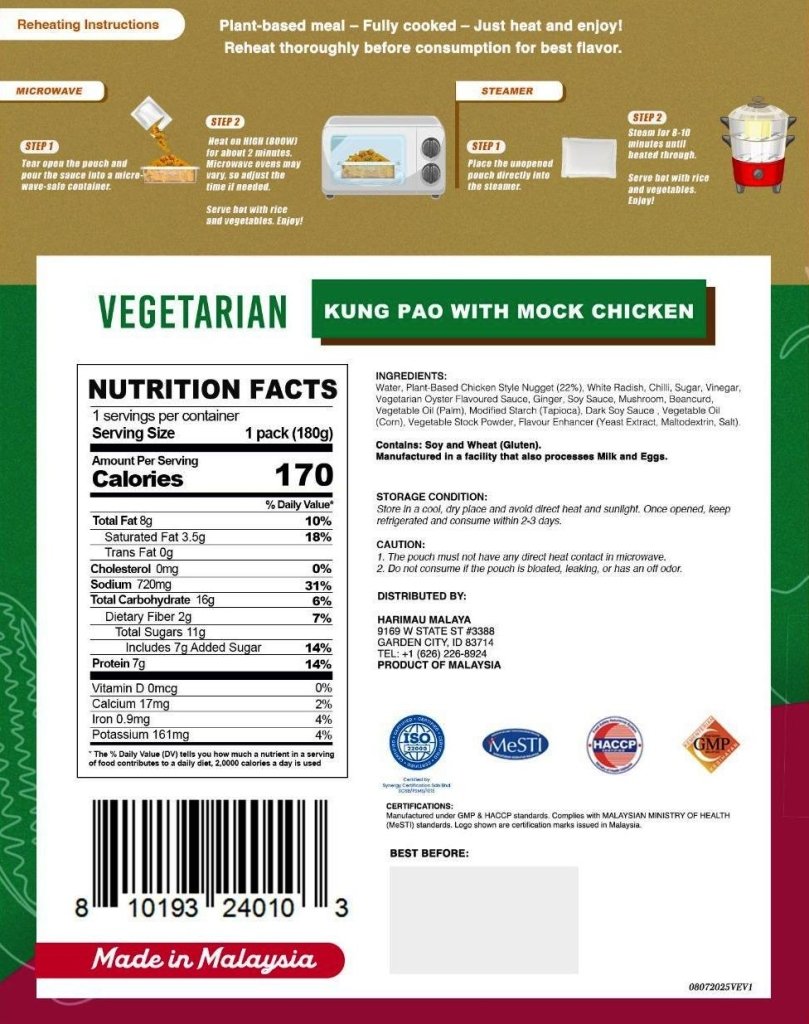 Veggie Express Vegetarian Kung Pao with Mock Chicken - 180g - ding-go