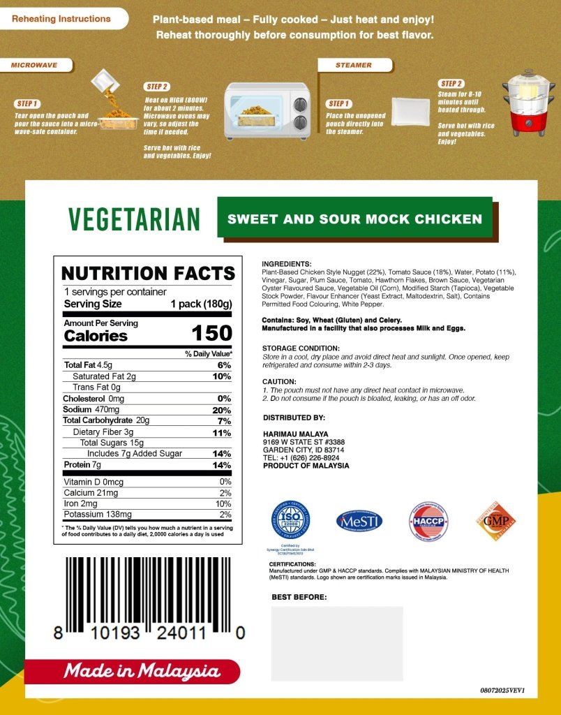Veggie Express Vegetarian Sweet and Sour Mock Chicken - 180g - ding-go