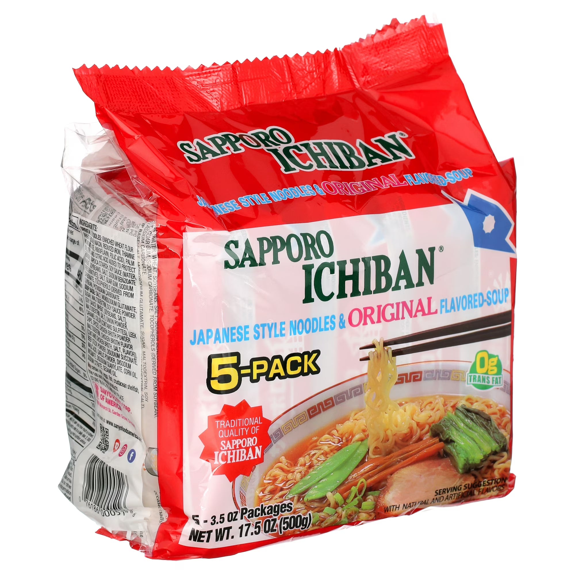 Sapporo ichiban Original Flavored Soup Japanese Style Noodles - 100g x 5 Pack