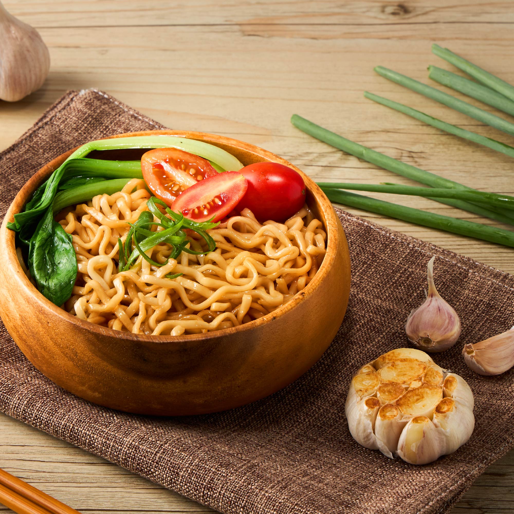 KUNGFOOD Roasted Garlic Air-dried Instant Noodles - 110g x 3 Pack