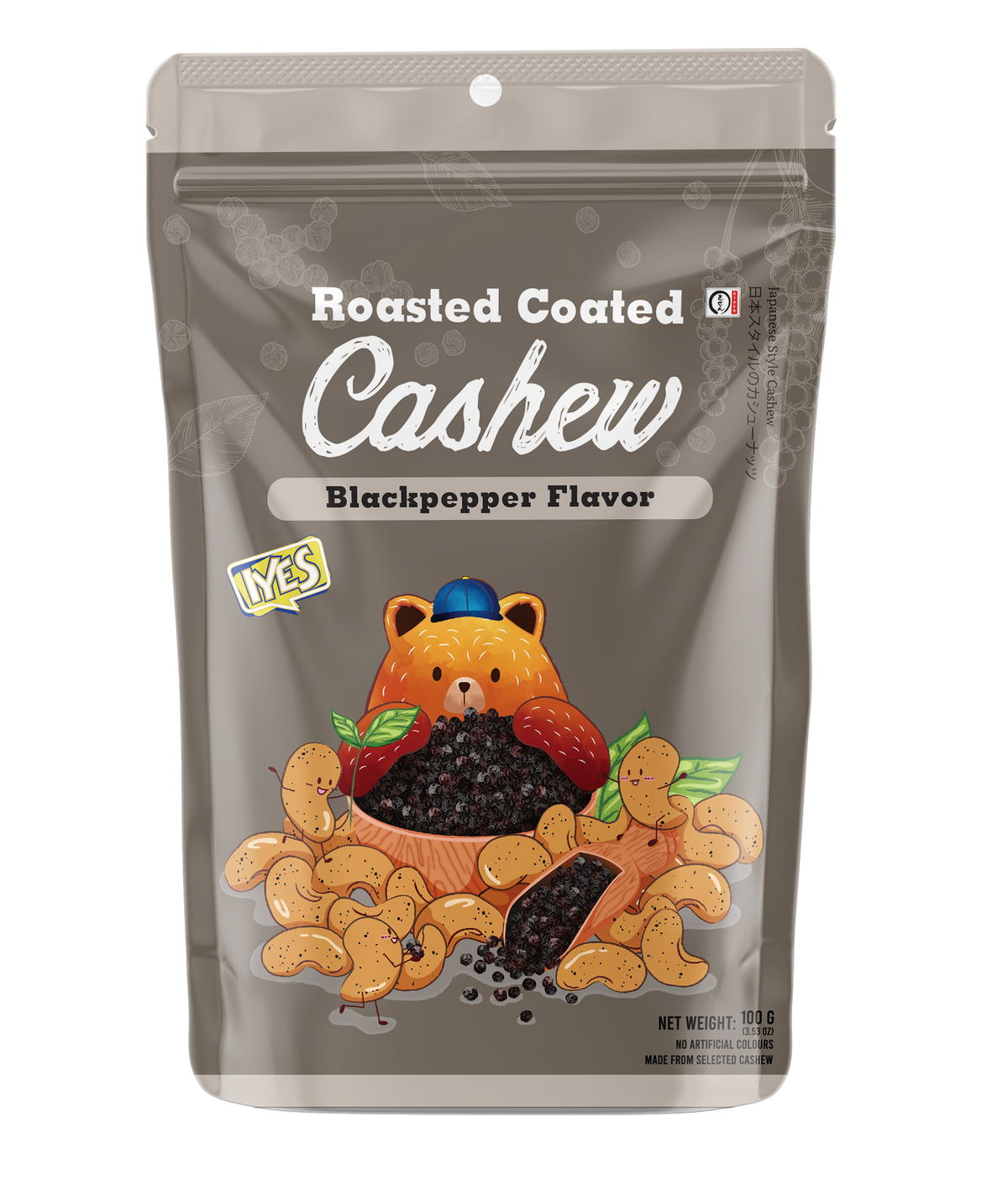 Roasted & Coated Cashews, Black Pepper Flavor - 100g