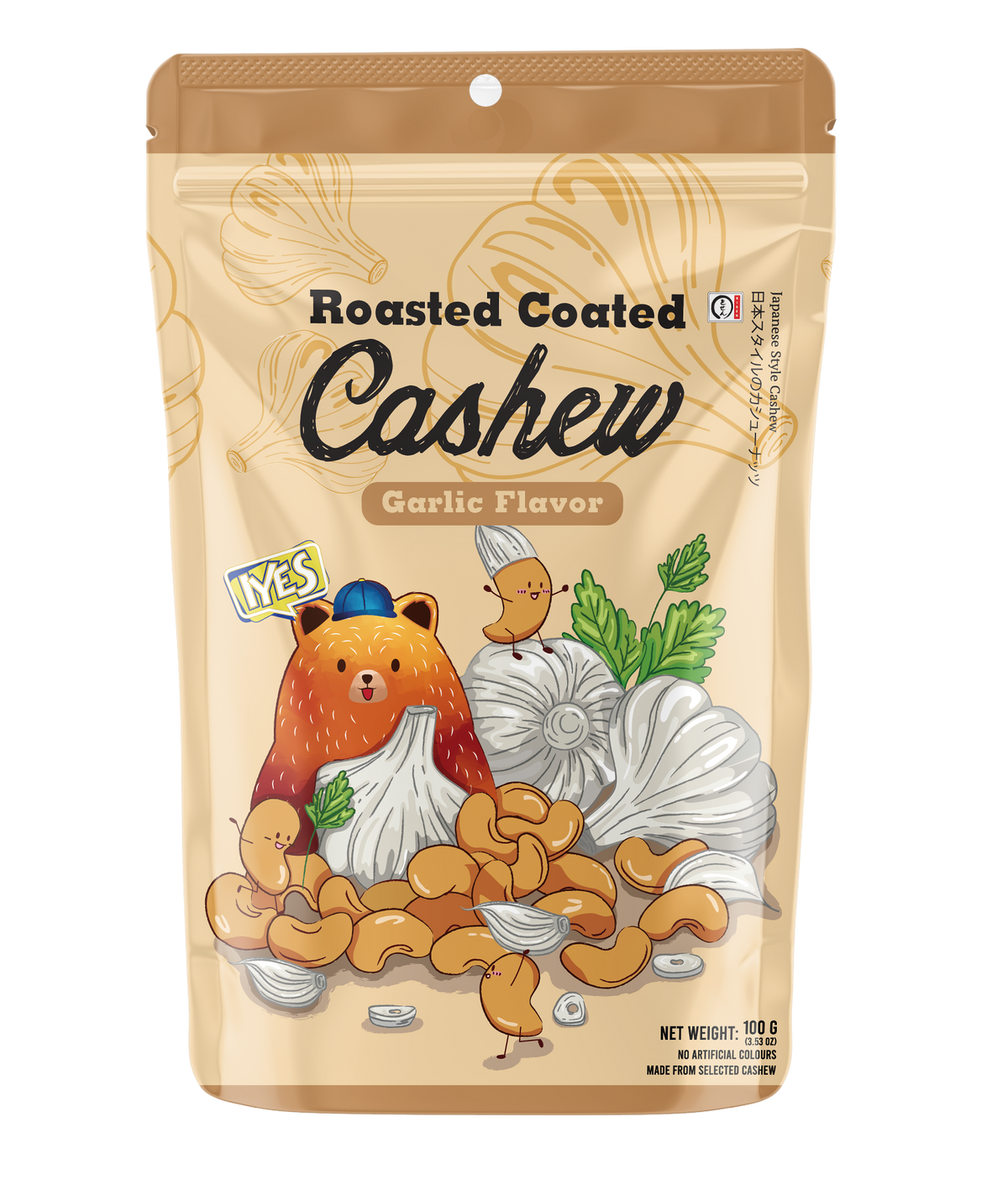 Iyes Roasted Coated Cashew Garlic Flavor - 100g