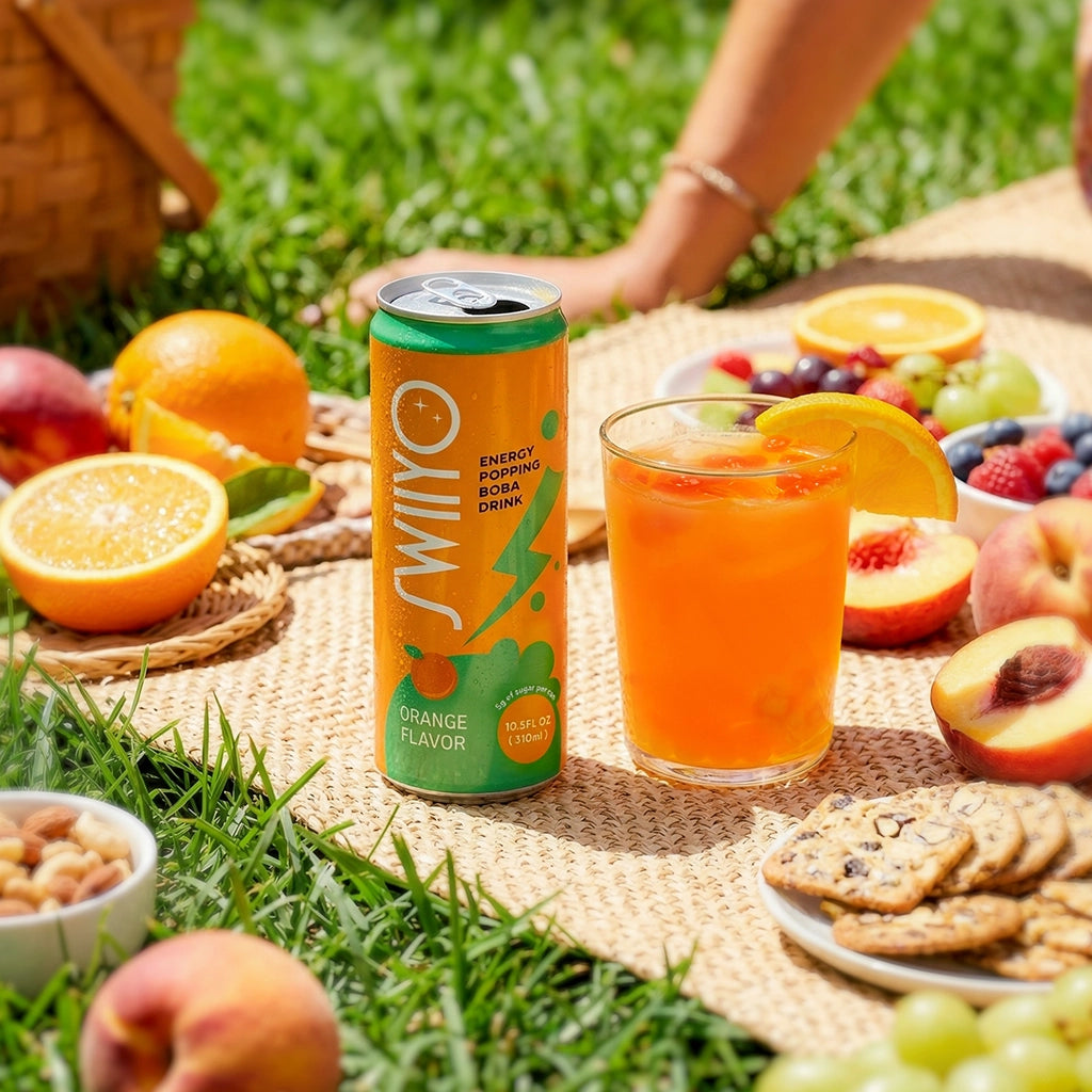 Swiiyo Energy Popping Boba Drink, Orange (310ml) - 310ml (10.5oz)
