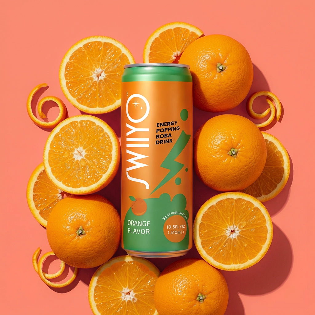 Swiiyo Energy Popping Boba Drink, Orange (310ml) - 310ml (10.5oz)