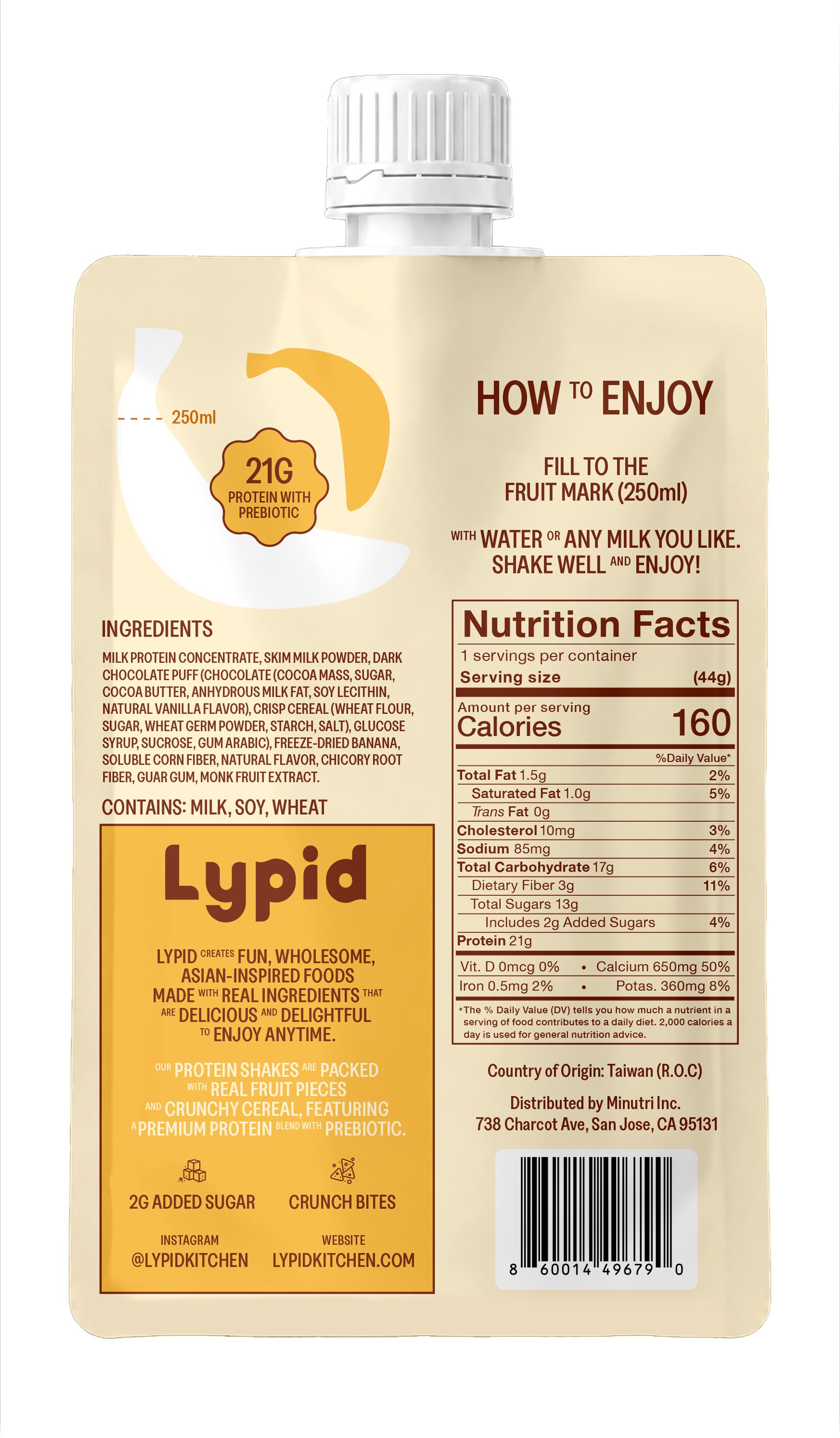 Lypid Vanilla Banana Crunch Protein Shake - 44g