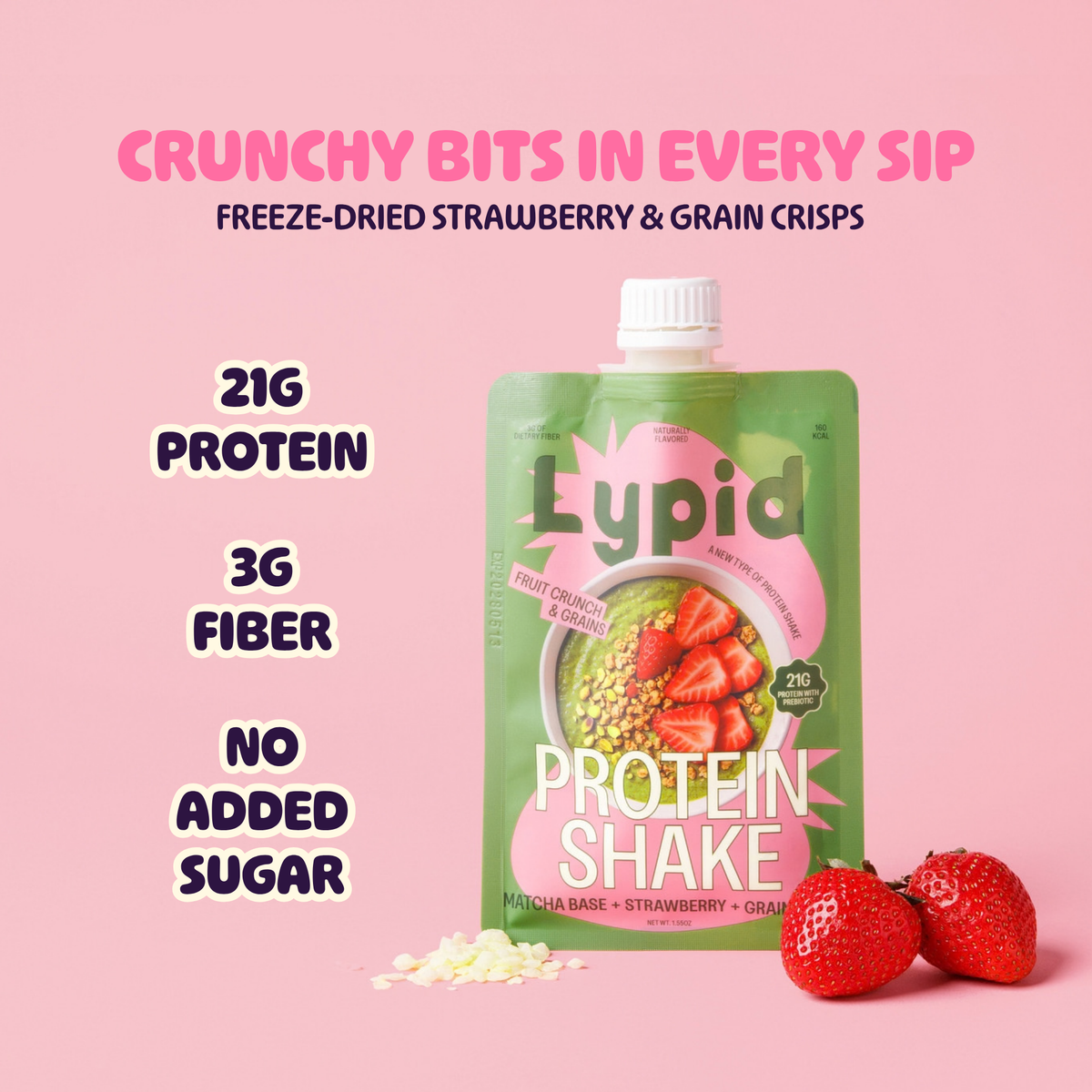 Lypid Matcha Strawberry Crunch Protein Shake - 44g
