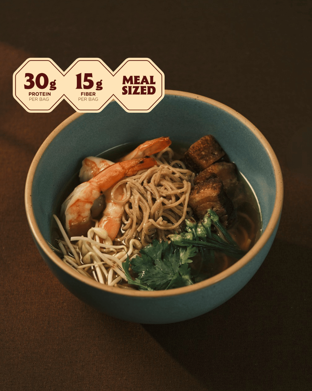 KYUNU Taiwanese Pork & Shrimp Danzai, Air Dried Egg Ramen, 30g Protein, 15g Fiber - 0.5lb