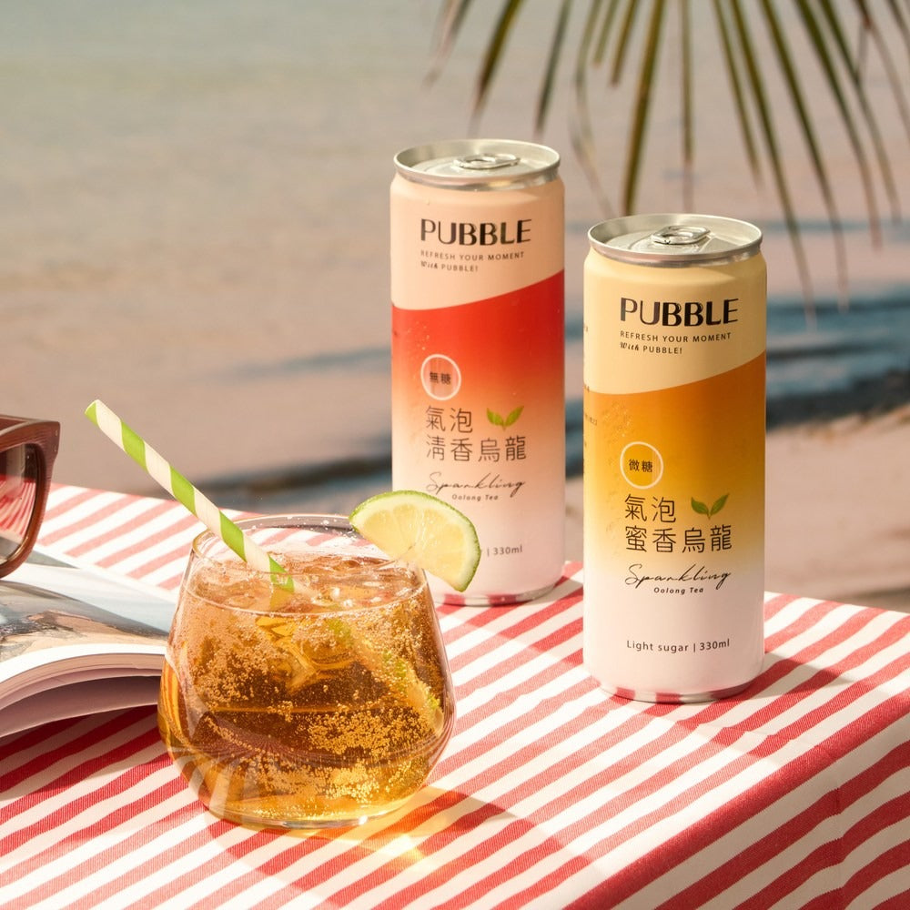 PUBBLE Sparkling Honey Oolong Tea, Lightly Sweetened - 330ml