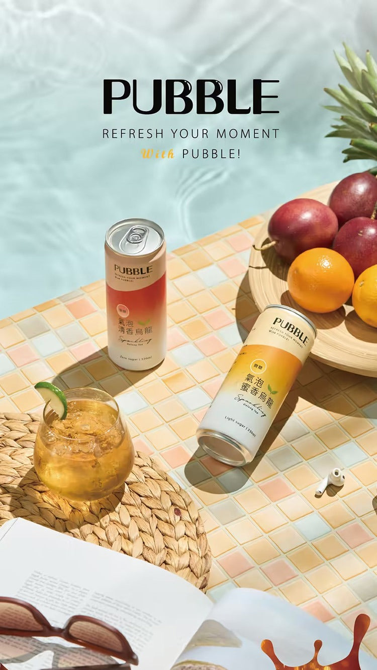 PUBBLE Sparkling Honey Oolong Tea, Lightly Sweetened - 330ml