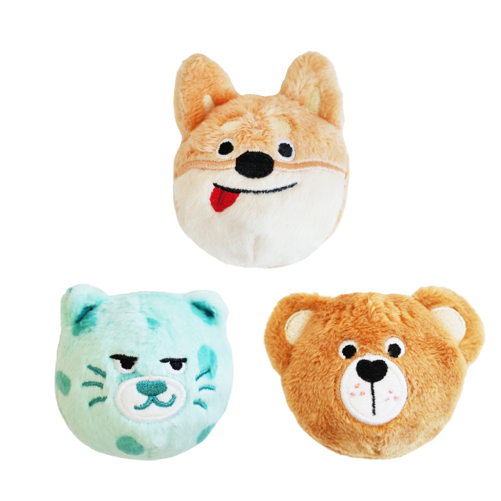 BLUE BAY 3 PCS Set Plush Squeaky Dog Toy Ball