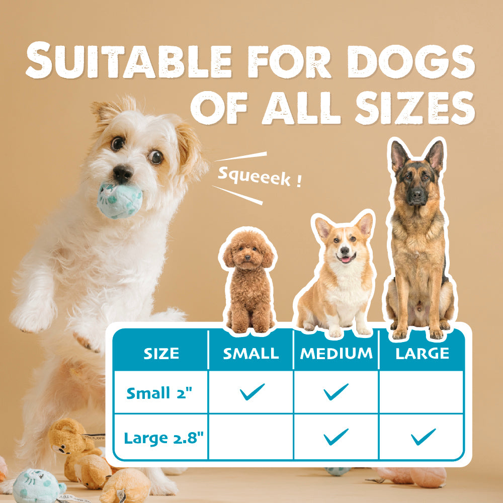 BLUE BAY 2 PCS Plush Squeaky Dog Toy Ball