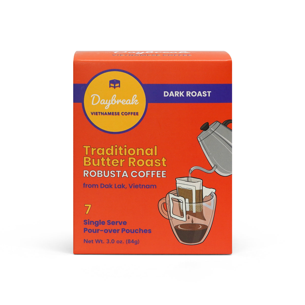 Daybreak Vietnamese Coffee Pour-over Pouches DARK ROAST (7 count) - 84g