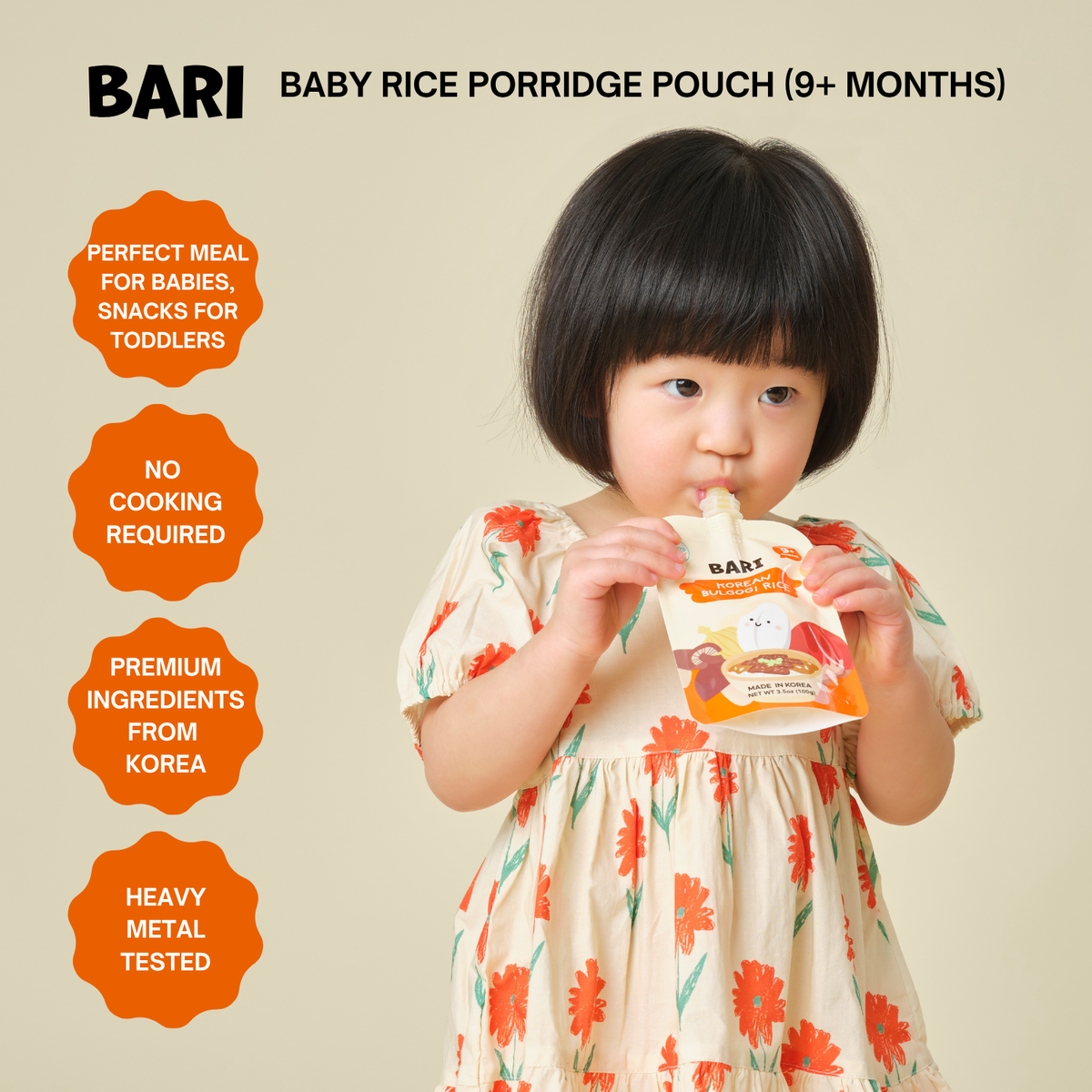 BARI BABY RICE MEAL POUCH - 100g x 8 Pack