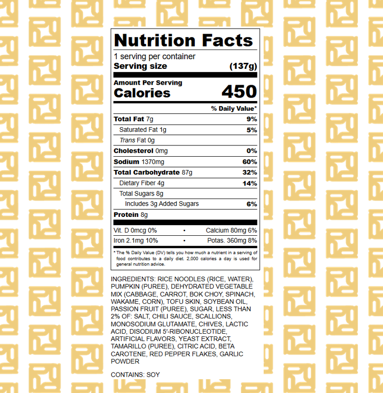 Golden Passion (Passion Fruit Flavor) Cross Bridge Noodles - 137g