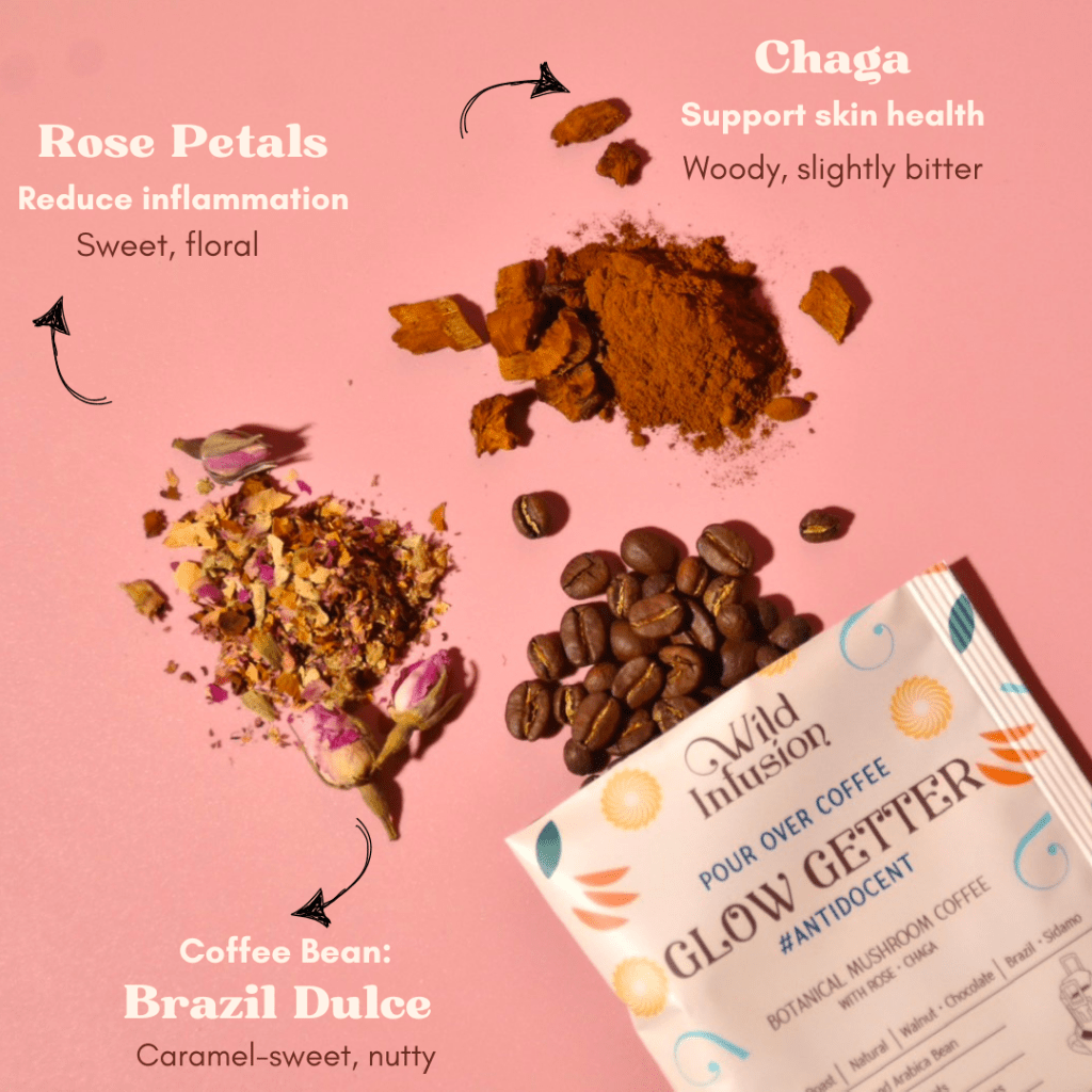 Wild Infusion Single Served Pour Over Botanical Mushroom Coffee | Variety Pack | ALL IN Coffee | 10 Packs 110g, additional package view 6
