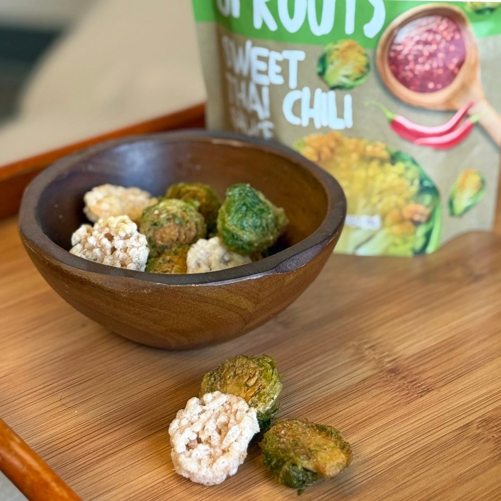 Woodridge Snacks Brussels Sprouts w/ Sticky Rice Chips Sweet Thai Chili (1.06 oz.) - 30g - ding-go