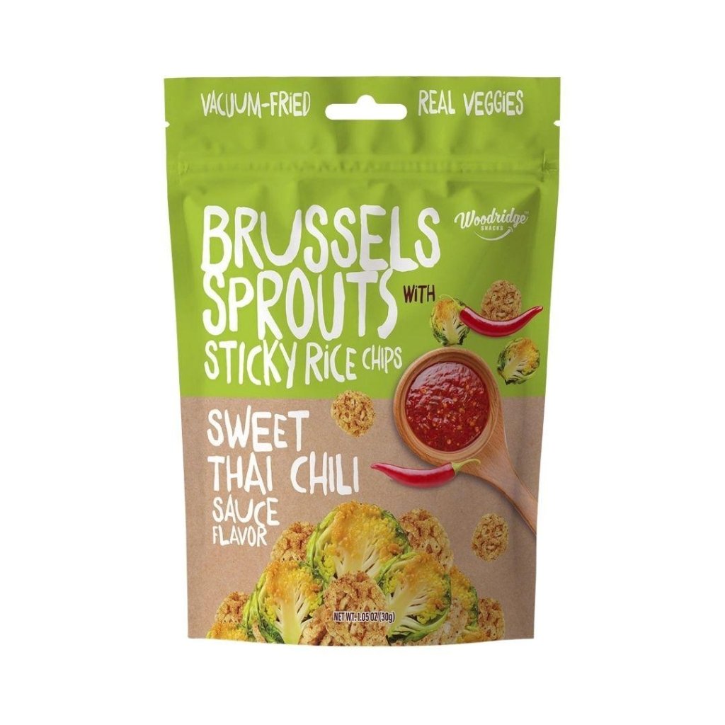 Woodridge Snacks Brussels Sprouts w/ Sticky Rice Chips Sweet Thai Chili (1.06 oz.) - 30g - ding-go