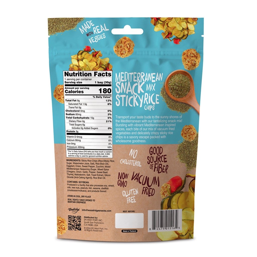 Woodridge Snacks Mediterranean Mix Veggies w/Sticky Rice Chips (1.06 Oz.) - 30g - ding-go