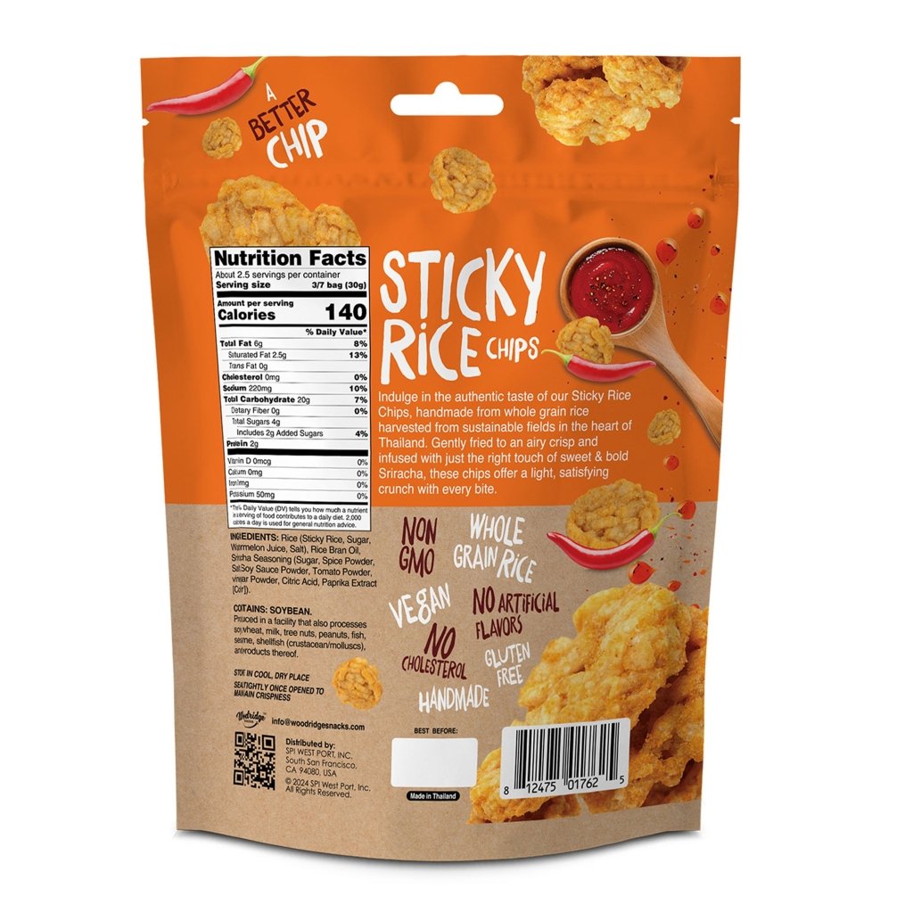 Woodridge Snacks Sticky Rice Chips Sriracha (2.47 Oz.) - 70g - ding-go