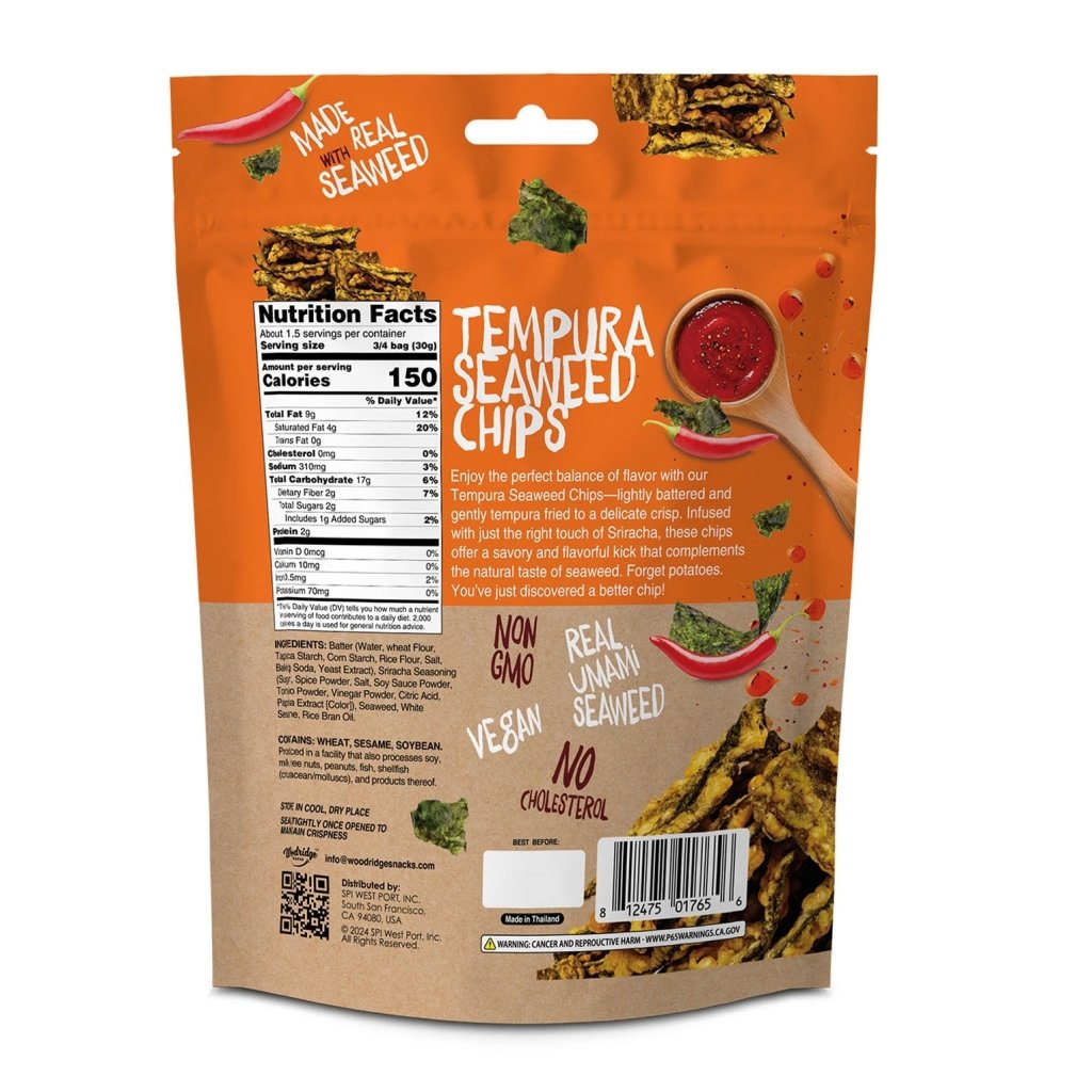 Woodridge Snacks Tempura Seaweed Chips Sriracha (1.41 oz./bags) - 40g - ding-go