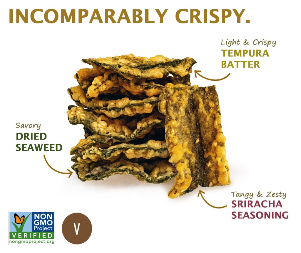 Woodridge Snacks Tempura Seaweed Chips Sriracha (1.41 oz./bags) - 40g - ding-go