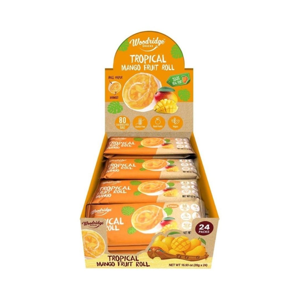 Woodridge Snacks Tropical Fruit Rolls Mango Flavor (0.7 Oz. x 24 packs per display) - 20g - ding-go