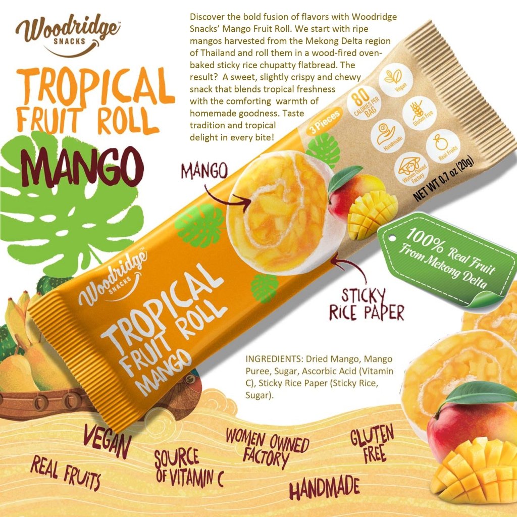Woodridge Snacks Tropical Fruit Rolls Mango Flavor (0.7 Oz./packs) - 20g - ding-go