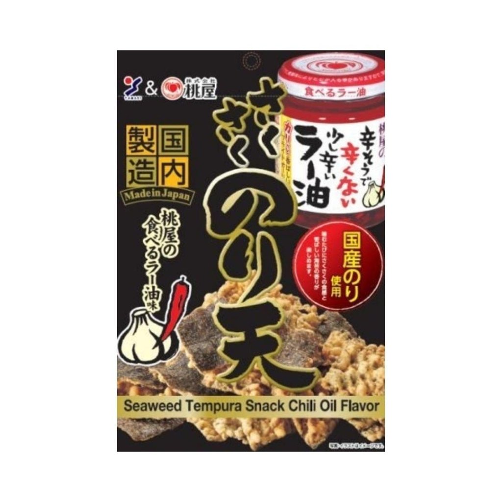 Yamaei Food Sakusaku Noriten Seaweed Tempura Snack Momoya Crunchy Garlic Chili Oil Flavour - 65g - ding - go